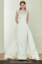 Women's Amsale Illusion Sleeve Crepe Trumpet Gown, Size - Ivory