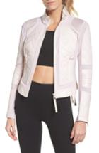 Women's Blanc Noir Leather & Mesh Moto Jacket - Pink