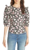 Women's La Vie Rebecca Taylor Ariane Rose Stretch Cotton Top - Black