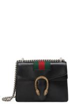 Gucci Small Dionysus House Web Leather Shoulder Bag - Black