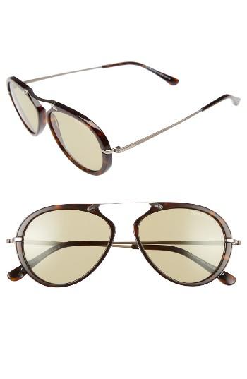 Women's Tom Ford 'aaron' 53mm Sunglasses - Dark Havana/ Green
