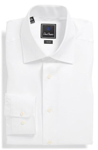 Men's David Donahue Trim Fit Solid Dress Shirt .5 34/35 - White