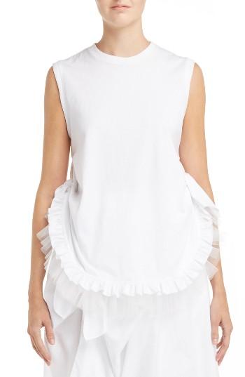 Women's Simone Rocha Knotted Frill Tee - White