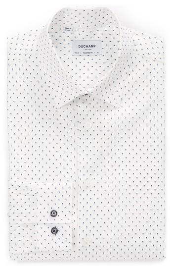 Men's Duchamp Trim Fit Dot Dress Shirt .5 - 32/33 - White