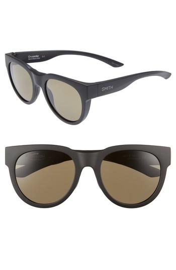 Women's Smith Crusader 53mm Chromapop(tm) Round Sunglasses - Matte Black