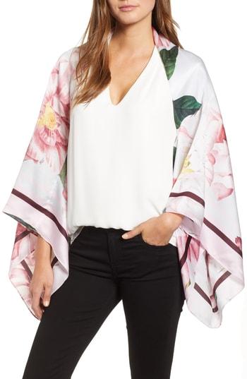Women's Ted Baker London Iguazu Silk Cape Scarf, Size - Grey