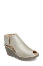 Women's Fly London Yahl Open Toe Platform Wedge -10.5us / 41eu - Metallic