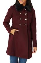 Women's Dorothy Perkins Faux Fur Collar Double Breasted Coat Us / 10 Uk - Red