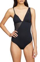 Women's Onia Asymmetrical Mesh One-piece Swimsuit - Black