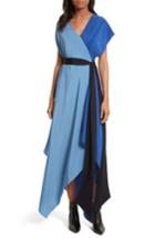 Women's Diane Von Furstenberg Handkerchief Hem Silk Scarf Dress, Size - Blue