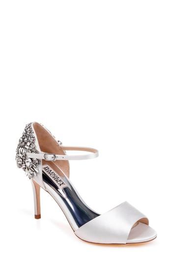 Women's Badgley Mischka Harbor Crystal Embellished Open Toe Pump M - White