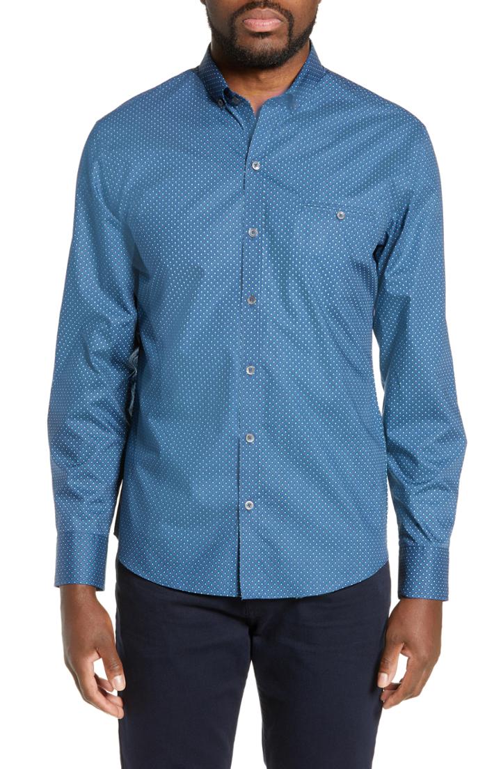 Men's Zachary Prell William Regular Fit Micro Print Sport Shirt - Blue