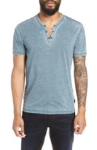 Men's John Varvatos Star Usa Burnout Short Sleeve Henley - Blue/green