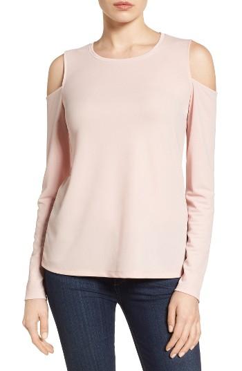 Women's Halogen Stretch Knit Cold Shoulder Top - Pink