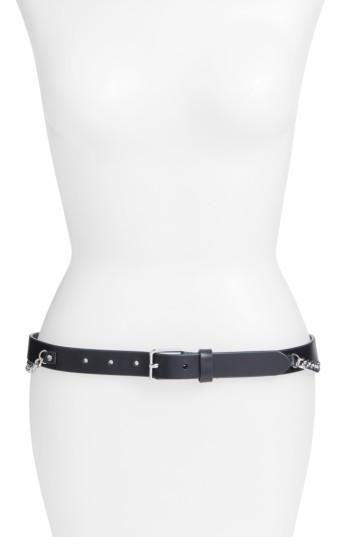Women's Rebecca Minkoff Farah Skinny Calfskin Leather Belt - Black