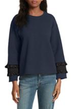 Women's Harvey Faircloth Ruffle Cuff Two-tone Sweatshirt - Blue