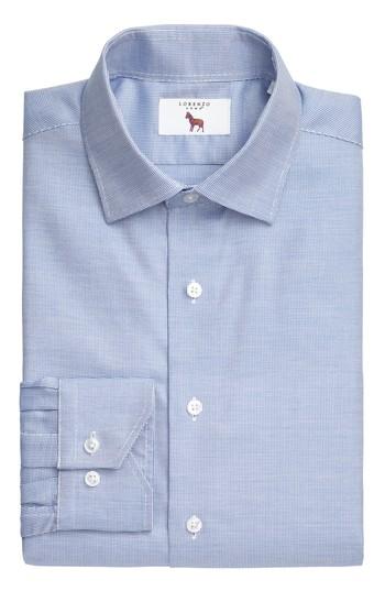 Men's Lorenzo Uomo Trim Fit Textured Dress Shirt - 32 - Blue