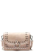 Sole Society Studded Faux Leather Crossbody Bag - Beige