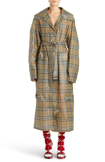 Women's Burberry Vintage Check Plastic Trench Coat - Yellow