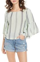 Women's Bp. Stripe Bell Sleeve Top, Size - Blue/green