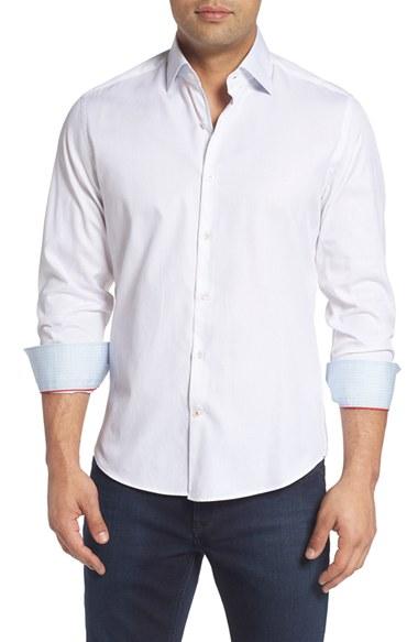 Men's Stone Rose Textured Sport Shirt - White