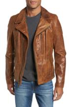 Men's Schott Nyc Asymmetrical Waxy Leather Jacket - Brown