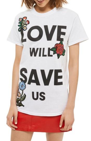 Women's Topshop Love Will Save Us Applique Tee