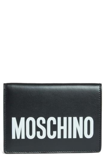 Moschino Logo Leather Passport Holder - White