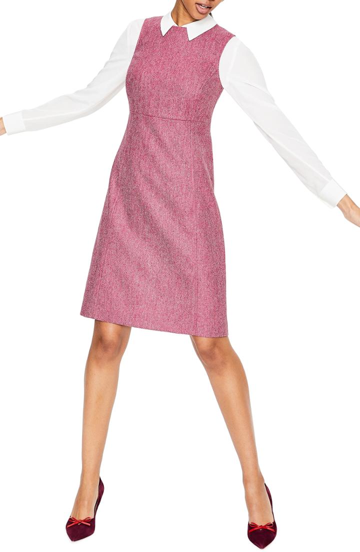 Women's Boden Rosie Tweed Sheath Dress (similar To 16w-18w) - Grey