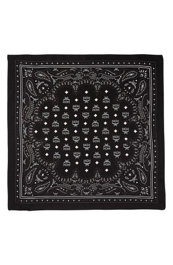 Women's Mcm Logo Silk Bandana Scarf, Size - Black