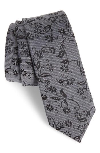 Men's Nordstrom Men's Shop Emerson Floral Wool & Silk Tie, Size - Grey