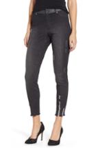 Women's Zeza B By Hue Metallic Waistband Denim Skimmer Leggings - Black