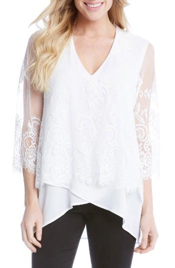 Women's Karen Kane Lace Overlay Asymmetrical Top - White