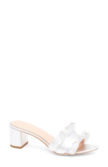 Women's Loeffler Randall Vera Ruffled Slide Sandal .5 M - Metallic