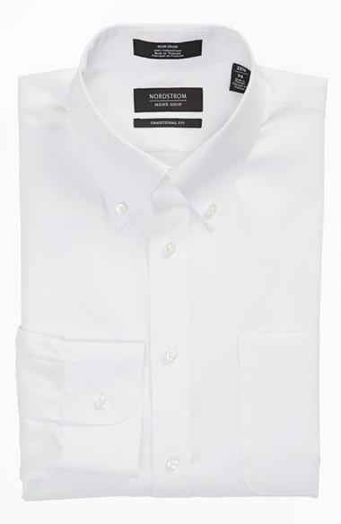 Men's Nordstrom Men's Shop Traditional Fit Non-iron Solid Dress Shirt 36 - White