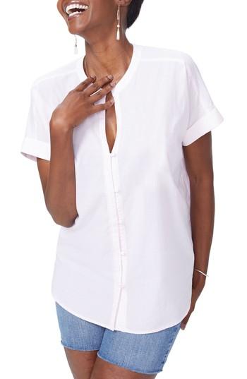 Women's Nydj Pinstripe Cotton Top - Pink