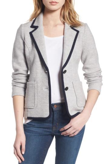 Women's J.crew Tipped Merino Wool Sweater Blazer - Blue