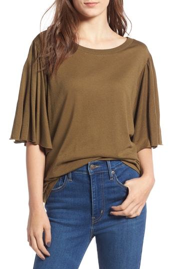 Women's Bp. Flutter Sleeve Tee, Size - Green