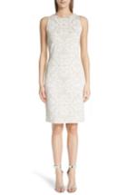 Women's St. John Collection Gold Leaf Brocade Sheath Dress - Ivory