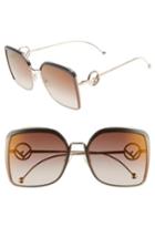 Women's Fendi 58mm Square Sunglasses - Brown