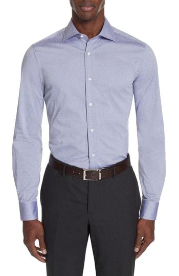 Men's Canali Slim Fit Stretch Dot Dress Shirt .5 - Grey