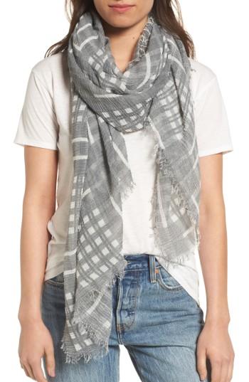 Women's Bp. Crinkled Check Print Scarf, Size - Grey