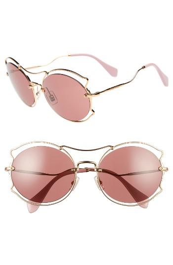 Women's Miu Miu 57mm Retro Sunglasses - Gold/ Purple
