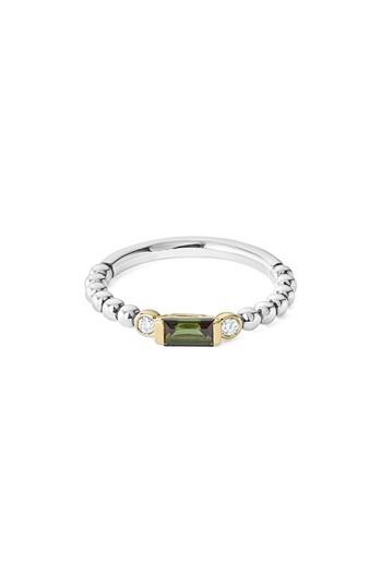 Women's Lagos Gemstone Baguette And Diamond Beaded Band Ring
