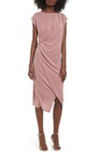 Women's Topshop Asymmetrical Slinky Drape Midi Dress Us (fits Like 0-2) - Pink