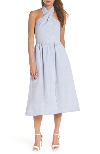 Women's J.crew Sarong Seersucker Midi Dress - Coral