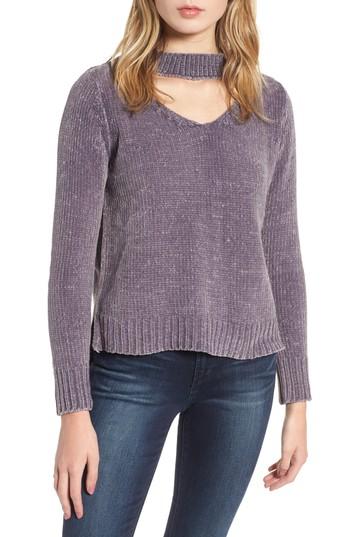 Women's Love By Design Chenille Choker Neck Sweater - Grey