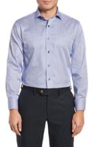 Men's Lorenzo Uomo Trim Fit Textured Stripe Dress Shirt - 34 - Blue