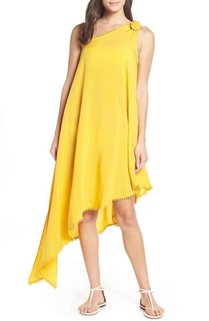 Women's Red Carter One-shoulder Maxi Cover-up Dress - Yellow