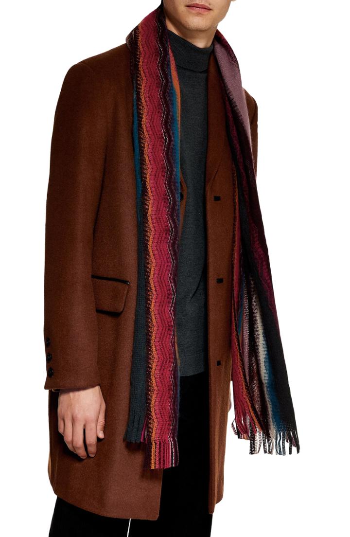 Men's Topman Zigzag Scarf, Size - Red